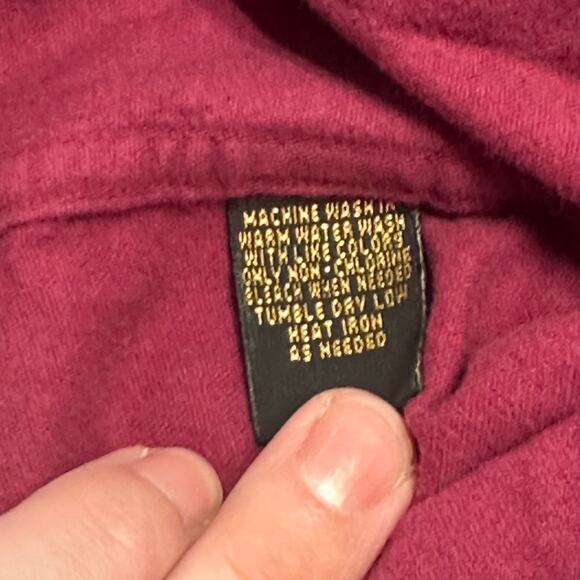 Eddie Bauer Bainbridge Flannel Vintage 90s Wine Red Men L Chamois Button Shirt - Picture 9 of 12